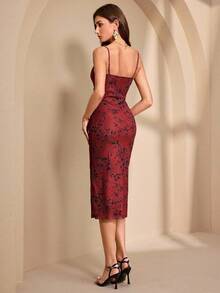 Almamuse Đầm dài không tay dáng ôm dành cho nữ - Màu Đỏ Sâu - Xem 2