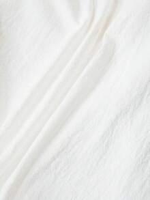 EMERY ROSE Plus Size Women's Winter Casual Commuter Plain Color Side Slit All White Casual Blouse Blouse Tops,Autumn/Winter,Winter For Women,Going Out,Fall For Women,Fall,2025 New,Casual Everyday Wear,Fall For Women,Winter Women,Comfortable And Breathable, V Neck Blouse, White Blouse Button Decoration,White Blouse,Soft And Comfortable,Breathable,Going Out,2025 New - White - View 7