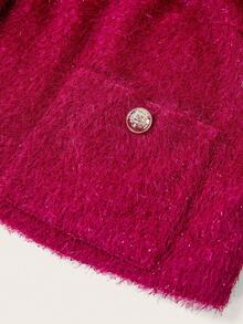 Ellevyn 大码女式两件套西装，优雅粗花呢外套和连衣裙，适合秋冬季节 - 酒紅色 - 查看 7