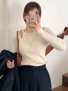 DAZY 女士毛衣 - 杏色 - 查看 8