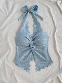 Soleia Summer Cute Fashionable Sexy Halter Tie Twist Open Back Top