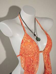 SHEIN ICON Women's Vacation Style Sexy Halter Neck Camisole - Orange - View 3