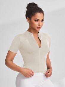 Easithlete 3件装女士修身高领短袖外套，性感时尚，适合跑步、健身、户外活动，3件装上衣 - 彩色 - 查看 4