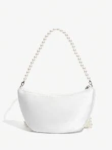SHEIN SXY 女士手提包、晚宴包、珍珠流苏、时尚、优雅、简约、个性化、多功能，适合鸡尾酒会、派对、舞会、俱乐部、约会、生日、晚会、约会之夜、宴会 - 白色 - 查看 4