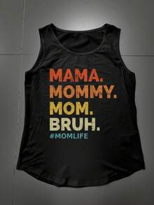 彩色妈妈字母印花休闲套头短袖圆领 T 恤女士