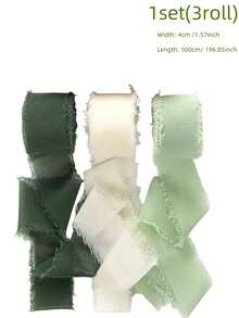 3/6Rolls Pink Suit,Green Suit, Beige Suit Ribbon Handmade Chiffon Silk Ribbon Fringe 1.57" X 16.4ft Frayed Edges Ribbons For Wedding Invitations Bridal Bouquets Gifts Wrapping Crafts Holiday Decorations - Pink Suit - View 21