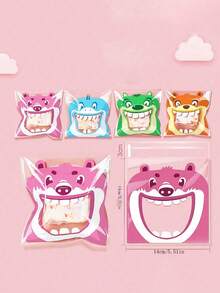 SHEIN 100 Pcs Per Pack, 4-In-1 Cartoon Pattern Party Gift Baking Bags, Self-Adhesive Gift Packaging Bags - Multicolor - View 8