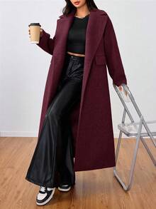 SHEIN Unity 休闲翻领长款大衣