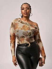 SHEIN Tall CURVE Plus Size Minimalist Fashion Casual Daily Wear Bodysuit, Wearable In All Seasons