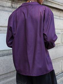 ROMWE MEN Style Turndown Collar Gothic Long Sleeve Loose Fit Men's Shirt, For Fall - Purple - View 2