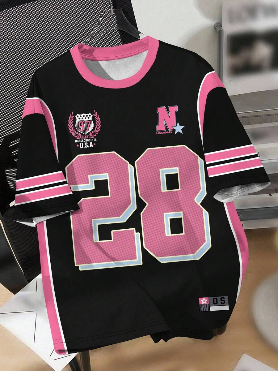 青少年女孩休闲简约短袖圆领T恤，适合夏季