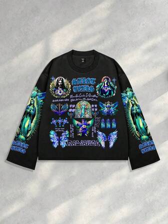 Street Life sweat-shirt à capuche imprimé graphique streetwear pour hommes, convenant pour un port quotidien, printemps/été, pour l'automne