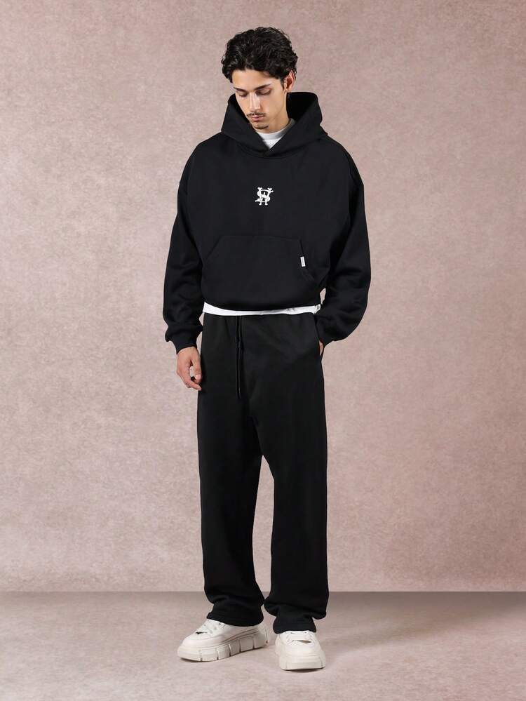 Cropped Black Hoodie With Logo And City Text