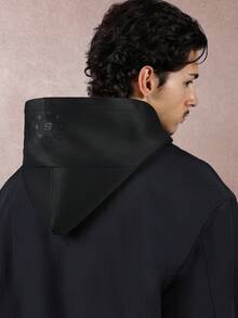 SUMWON 短款连帽飞行员夹克前拉链宽松冬季秋季街头风格休闲外套时尚个性单品都市设计日常穿着 - 黑色 - 查看 5