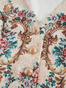 SHEIN MOD 复古宫廷公主金属纽扣背心，秋冬女装，背心，海滩，派对，返校节，早午餐女装，秋季婚礼宾客背心，优雅，复古背心，工作教师背心，老钱风格背心，90 年代服装，乡村核心，韩国时尚，邮轮女装，乡村上衣，文艺复兴博览会 - 彩色 - 查看 4