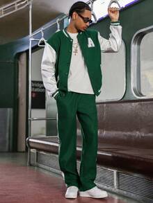 Manfinity Roghcode Manfinity Streetrush 男士简约时尚休闲夹克套装，适合日常穿着，男士两件套服装 - 彩色 - 查看 4