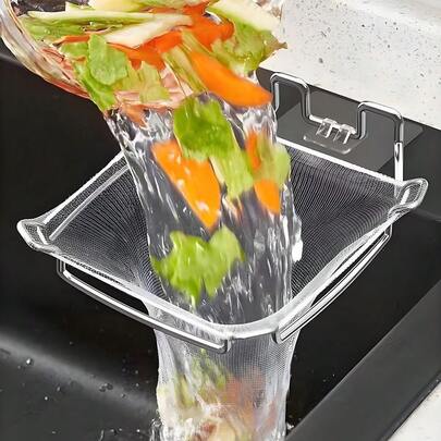 不锈钢厨房水槽过滤器滤篮沥水筛插入式网篮带手柄适用于浴室水槽浴缸排水毛发收集器家庭清洁工具配件、厨房配件、家庭厨师必备厨房工具礼物、节省空间的厨房收纳用品、圣诞节厨房礼物创意