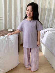 Dazy Kids 适合日常穿着的年轻女孩休闲舒适家居服 - 紫色 - 查看 7