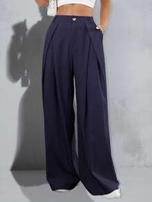 SHEIN Essnce Plus Size Women's Casual Pants, Summer Loose Comfortable Pants,Summer Outfits For Women