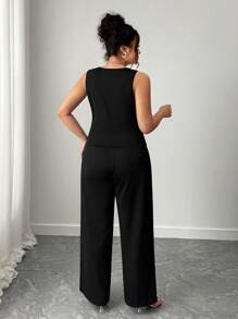 Elenzga Halloween Plus Size Co-Ords - Black - View 3