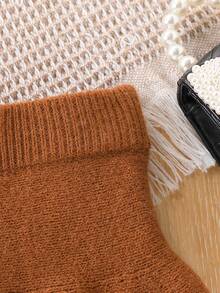 Sparklyn Dziewczęca plisowana spódnica mini w jednolitym kolorze, uniwersalna, prosta, dzianinowa, idealna na wakacje, imprezę, do zabawy, do szkoły, do parku rozrywki, na spotkanie rodzinne, wieczorne przyjęcie, na Halloween, bestseller jesienno-zimowy - Brązowy - Zobacz 5