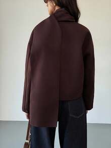 Aloruh Bufanda y abrigo de unicolor para mujer, adecuado para ir al trabajo en otoño/invierno - Marrón - Ver 3