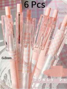 6 件可爱中性笔套装笔尖 0.5 毫米书写文具可爱学校用品适合学生返校 - 粉色 - 查看 5