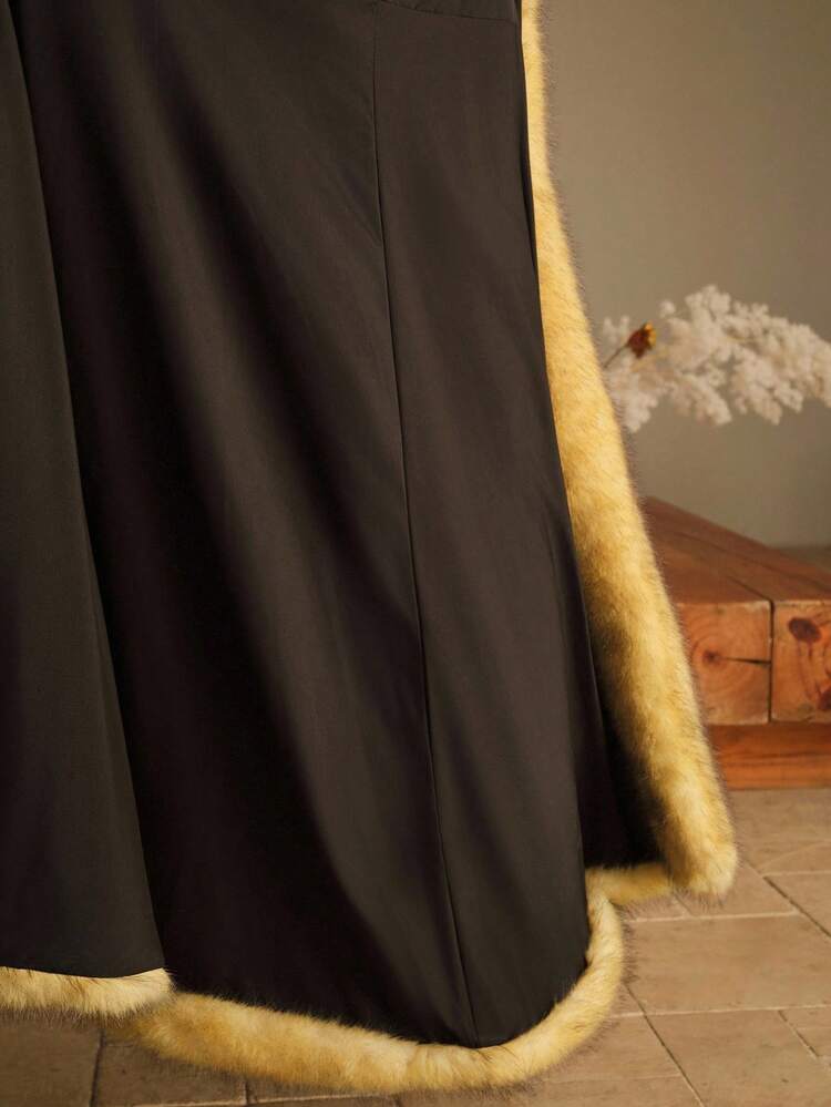 秋冬新作 エレガントなレディース フォックスファー調ロングコート、ファッショナブルなラグジュアリーファーフワフワアウターウェア