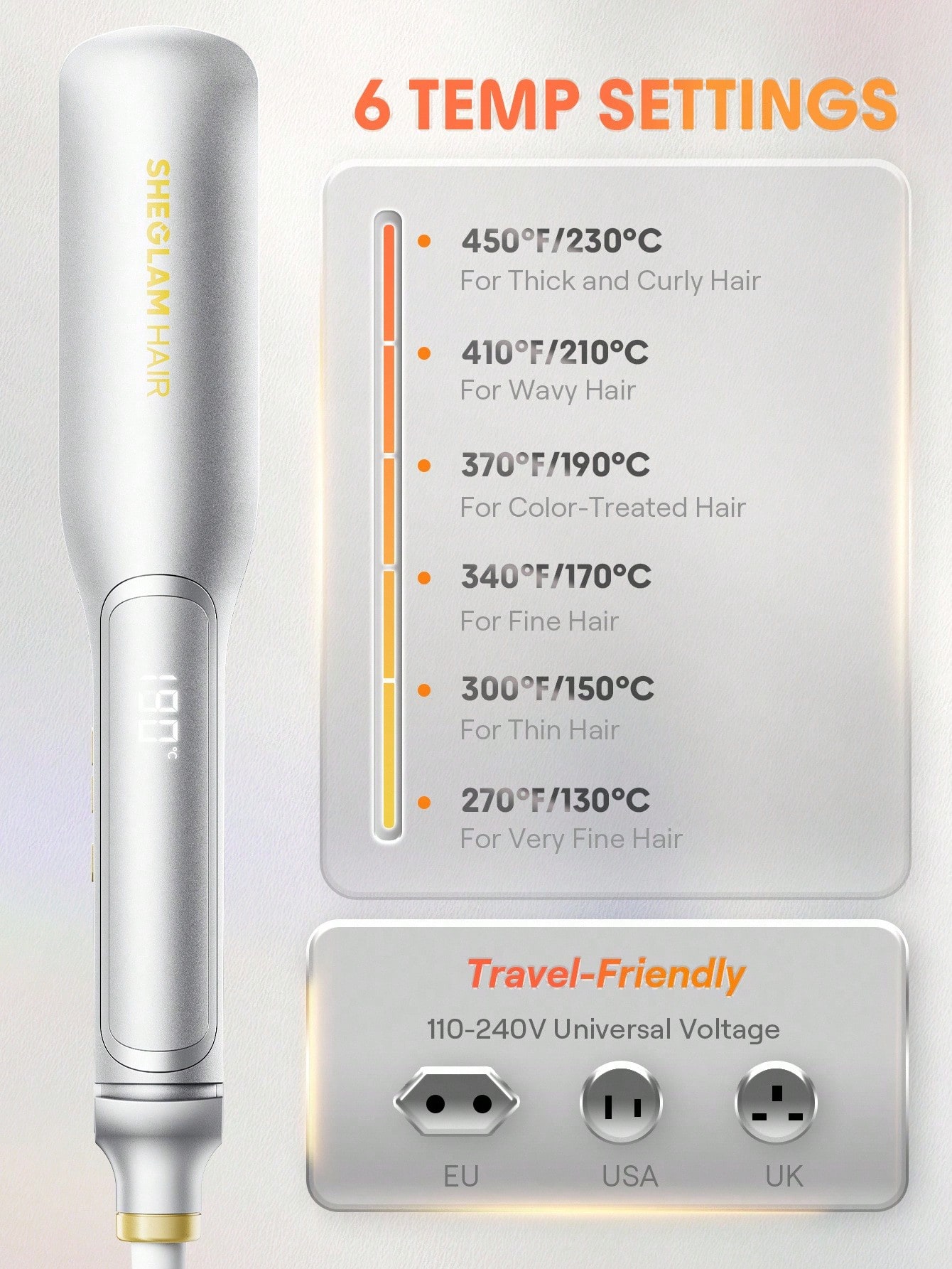 Sleek Chic Wide Glide Straightener - EU Plug 6