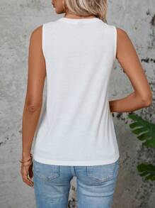 EMERY ROSE Casual And Simple Skull Head Watercolor Floral Pattern Loose-Fit Sleeveless Tank Top For Women, Suitable For Summer Back To School