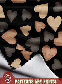 SHEIN LUNE Casual Loose Fitting Contrast Color Heart Print 2pcs Outfit, Comfy Streetwear For Plus Size Women, Suitable For Autumn/Winter,Summer Outfits For Women