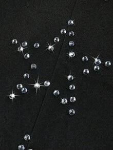 PAVTROS Manfinity Streetrush Men's Autumn Rhinestone Embellished Zip Front Hoodie And Sweatpants Casual Tracksuit Set - Black - View 6