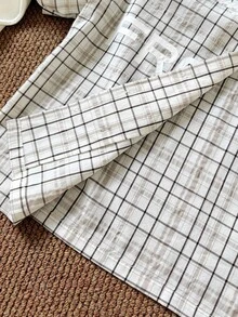 SWAVVY Men's Plaid Long Sleeve 2 In 1 Shirt, Suitable For Autumn, For Fall, Couple Things - Blue and White - View 3