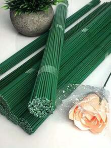 10/30/50 件人造花茎，可弯曲 DIY 绿色花线棒，适用于婚礼花束家居节日装饰（万圣节/圣诞节/波西米亚风） - 綠色 - 查看 5