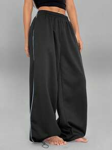 FavEase Women's Skin-Friendly Breathable Comfortable Pants With Adjustable Elastic Waist - Black - View 5