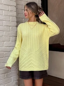 EURMUSE Women Sweater Pullover Butter Yellow Yellow Ribbed Sweater Ribbed Shirt Yellow Sweater Women Yellow Top Butter Yellow Top,Jumper,Cream Jumper,Jumpers,Christmas Jumper,White Jumper,Black Jumper,Ladies Jumper,Women's Jumpers - Yellow - View 5