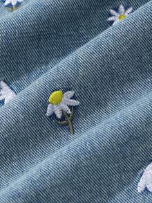 Sparklyn Tween-Mädchen Lässig Distressed Bestickter Gerade Bein Jeans Jeans Gänseblümchen Jeans Distressed Kleine Gänseblümchen Bestickter Weiter Bein Jeans Erdbeere Blumen Jeans Ästhetische Denim Rock Anzüge Brunch