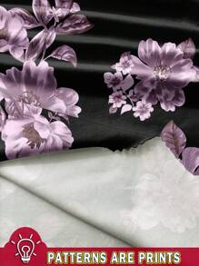 SHEIN LUNE 2 件休闲花卉印花撞色加大码套装，适合夏季 - 彩色 - 查看 3