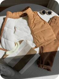 SHEIN 3 pièces/Set Jeunes garçons Automne/Hiver Mignon Décontracté Polyvalent Veste Matelassée, Sweat-shirt à Rayures, Pantalon Long Ensemble 3 Pièces Jeunes Garçons Pantalon en Velours Côtelé Set Garçons Velours Côtelé Automne