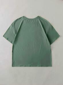 EMERY ROSE 女士 T 恤，万圣节 T 恤，适合夏季。现在流行，时尚 T 恤上衣，美观 T 恤，兄弟姐妹礼物，姐妹礼物，妈妈礼物，母亲节礼物。休闲简约时尚上衣，兄弟姐妹礼物 - 綠色 - 查看 2