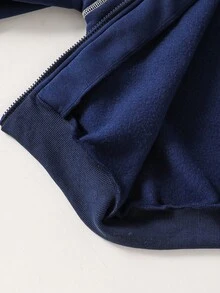 Vacaura 2 件套休闲时尚撞色拼接插肩袖字母印花圆领运动衫和松紧腰口袋抽绳裤套装，宽松版型，舒适百搭，适合男孩，适合秋季、春季、冬季、日常穿着、通勤、户外、学校、街头服饰、派对、摄影 - 彩色 - 查看 7