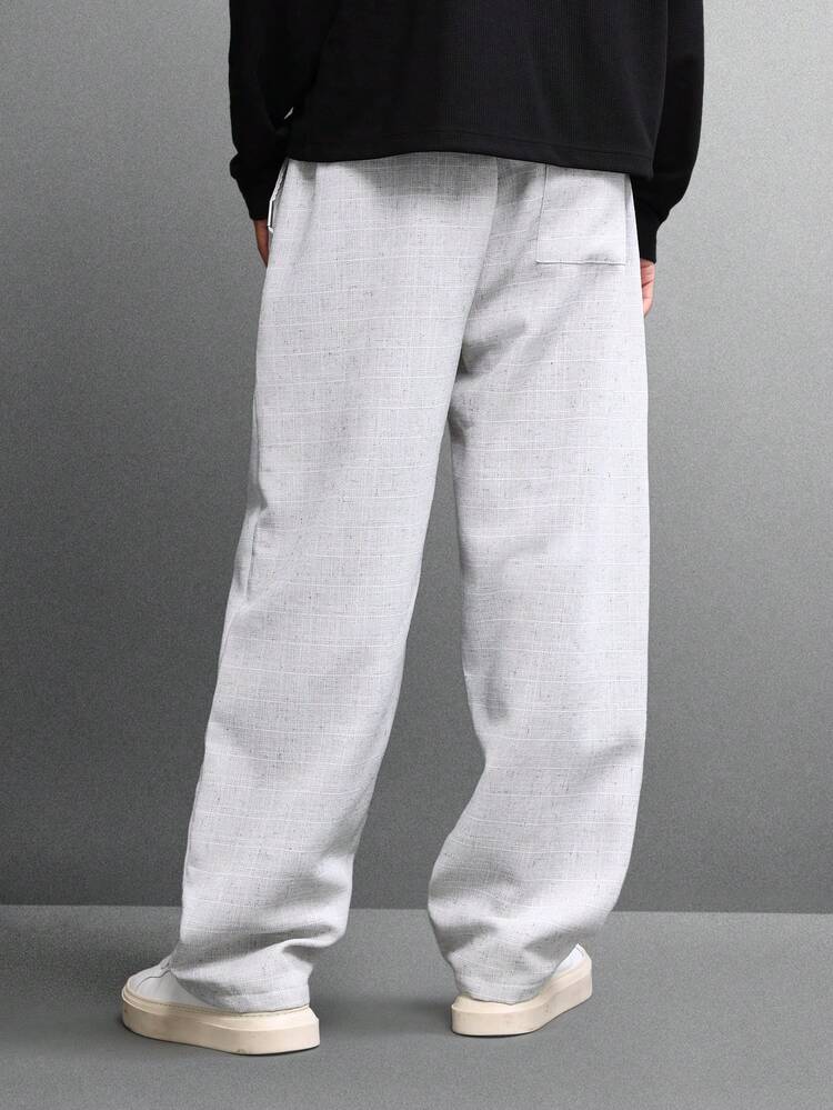 Pantalon large texturé mélangé avec cordon de serrage