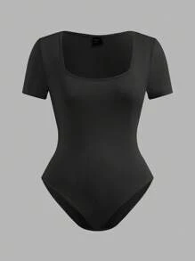 SHEIN EZwear 3 件套大码休闲简约方领短袖紧身衣，适合春夏季 - 彩色 - 查看 5