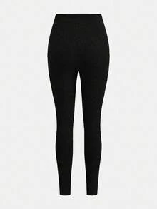 SHEIN Girlism 2 pezzi/set Leggings a vita elastica in maglia bicolore per ragazze adolescenti, casual da indossare in casa e fuori, autunno/inverno