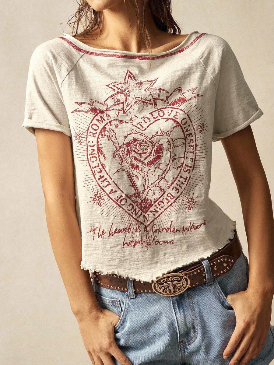 Bohemela Solid Color Knit Crew Neck Short Sleeve Fitted Washed Women T-Shirt