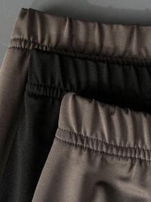 Set de 3 pantalones cortos/mallas elásticos y versátiles de uso diario para niñas, color negro - Gris - Ver 5