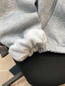 SHEIN 少女灰色落肩拉链半开襟短款卫衣，秋冬季款 - 淺灰色 - 查看 9