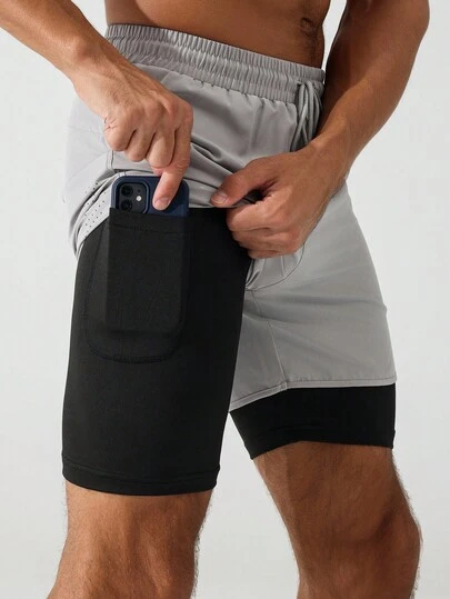 Acti Log Manfinity Fitness Men Drawstring Waist 2 In 1 Sports Stretchy Shorts With Phone Pocket Gym Shorts Short Men Shorts Men Basketball Shorts Hand Sanitizer School