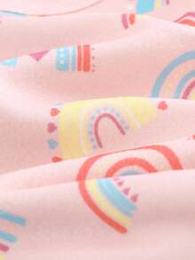 Cozy Pixies 4 件套女婴舒适睡衣套装 - 波尔卡圆点、彩虹、心形印花圆领长袖上衣和松紧腰长裤 - 淺粉色 - 查看 3