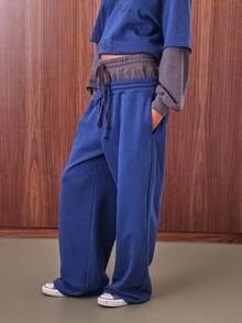 COUREZ 双腰束脚运动裤 / Y2K 出门穿搭 秋季女装 秋装 冬装 返校季 阔腿裤 - 藍色 - 查看 5